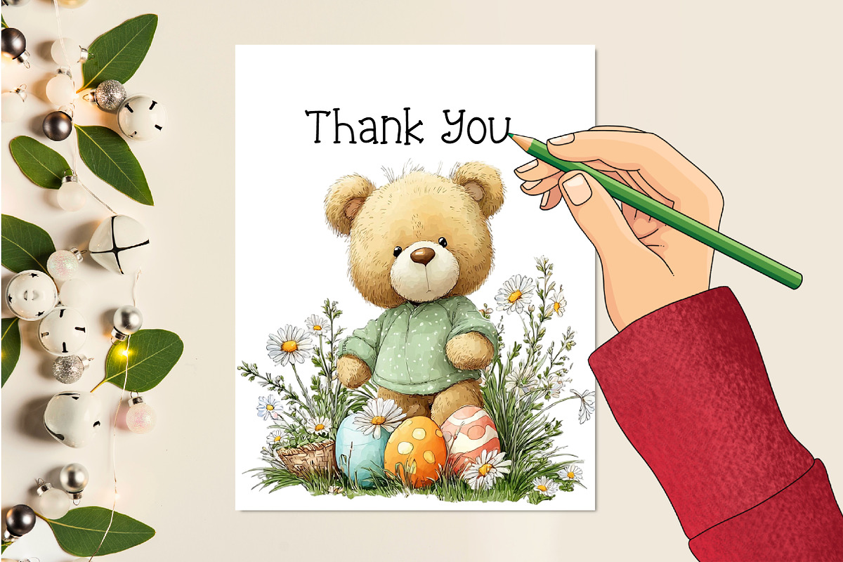 Whimsical Easter Teddy Bear Clipart, an Illustration by Creative Art (Photo 2 of 8)