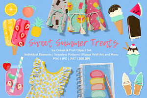 Summer Sweets Clipart & Patterns, a Food Illustration by The Audacious Brush
