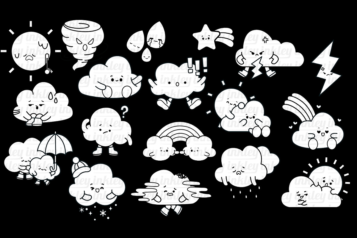Weather Icon Clipart Coloring, an Object Illustration by Inkley Studio (Photo 3 of 3)