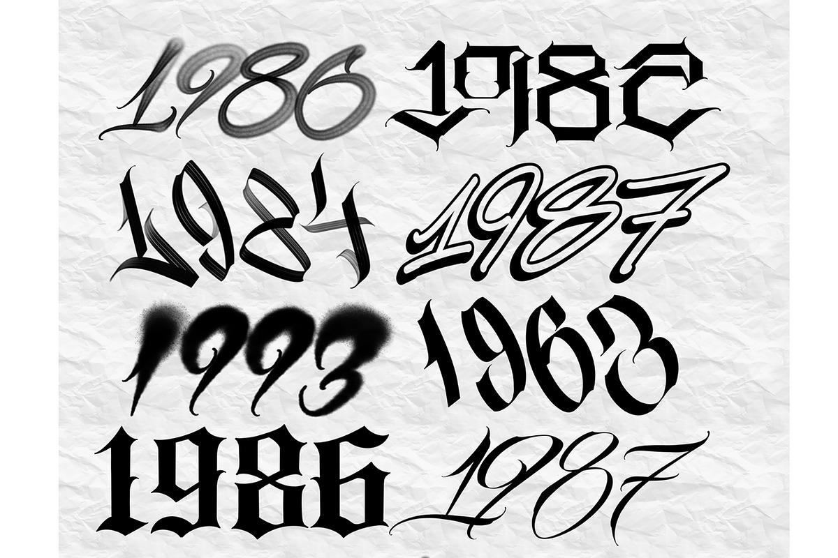 Tattoo Numbers  For Procreate, a Brush Add-On by Torus1 (Photo 6 of 6)