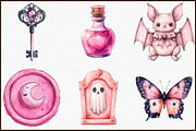 Pink Ephemera Halloween Clipart, an Illustration by Sublimation Artist (Thumbnail 3 of 6)