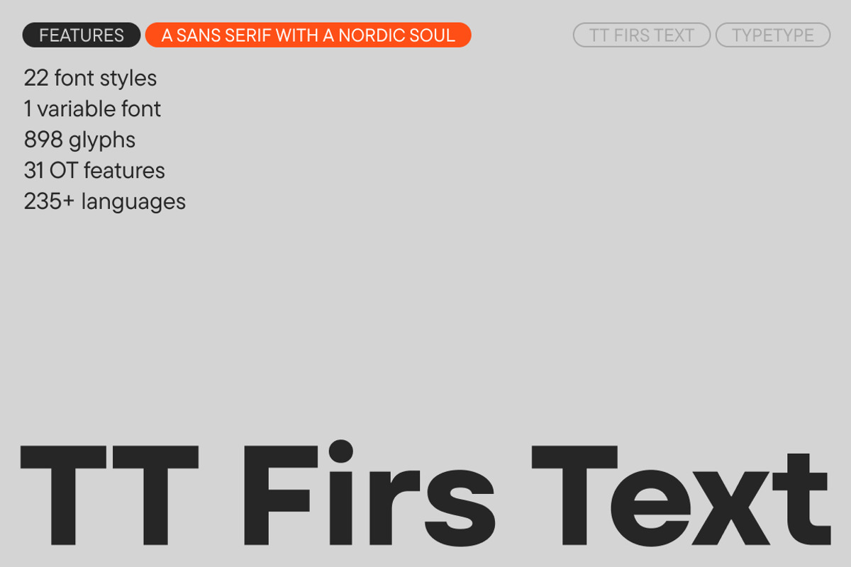 TT Firs Text, a Sans Serif Font by TypeType (Photo 1 of 15)