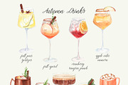 Autumn Cocktails Drinks Watercolor, a Food Illustration by Catch the Dream Art (Thumbnail 3 of 8)