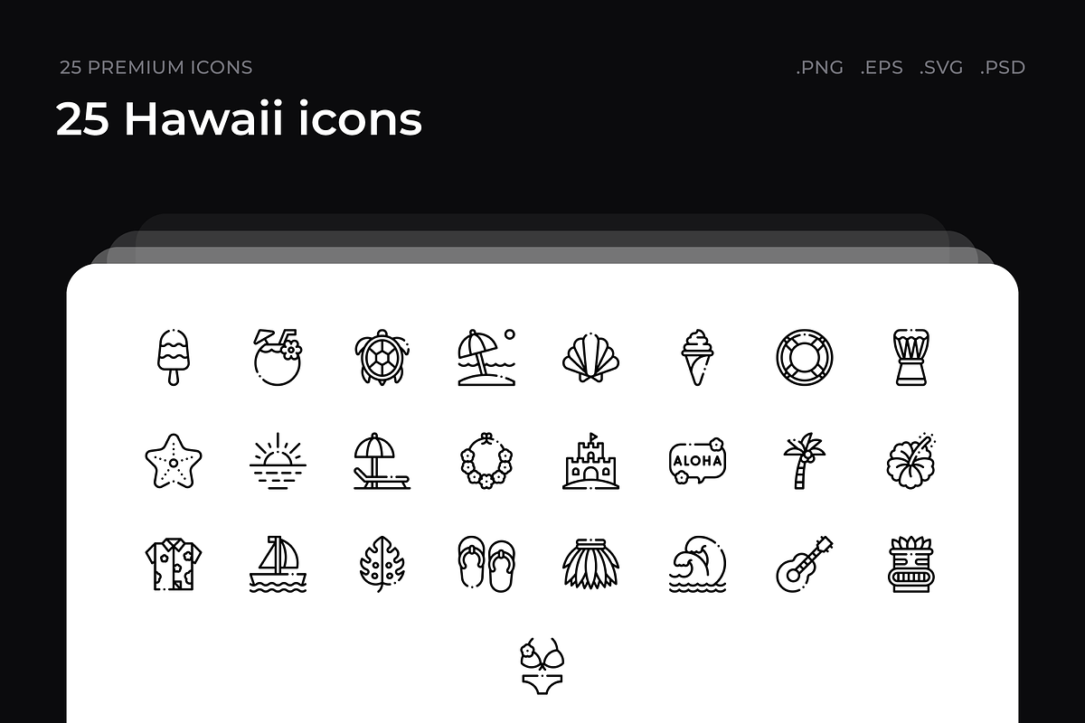 25 Hawaii icons, an Outline Icon by Wencory