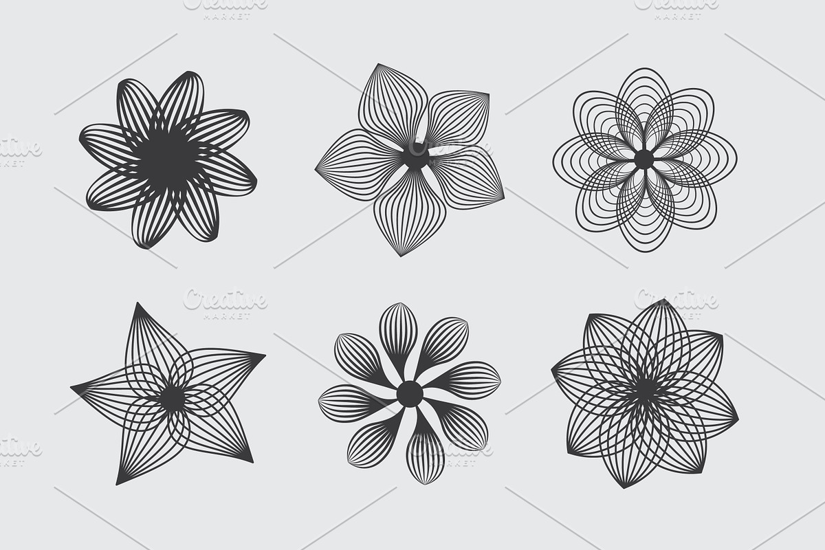 Linocut look flowers in black, an Illustration by Toufiqul