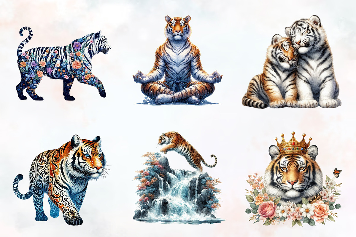 Tiger Watercolor Cliparts, an Illustration by RobertsArt (Photo 6 of 7)