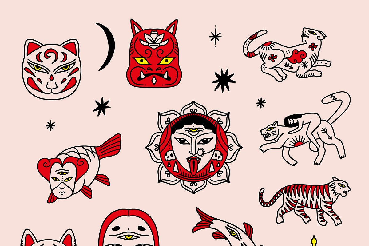Asian Doodles Bundle, an Object Graphic by Annie Konst (Photo 2 of 22)