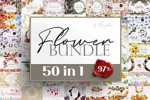 Watercolor Flower Bundle-50 in 1, an Illustration by Beigetime