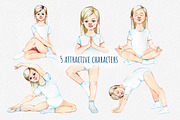 watercolor children's yoga, a Sport Illustration by OlyaSenko (Thumbnail 2 of 9)