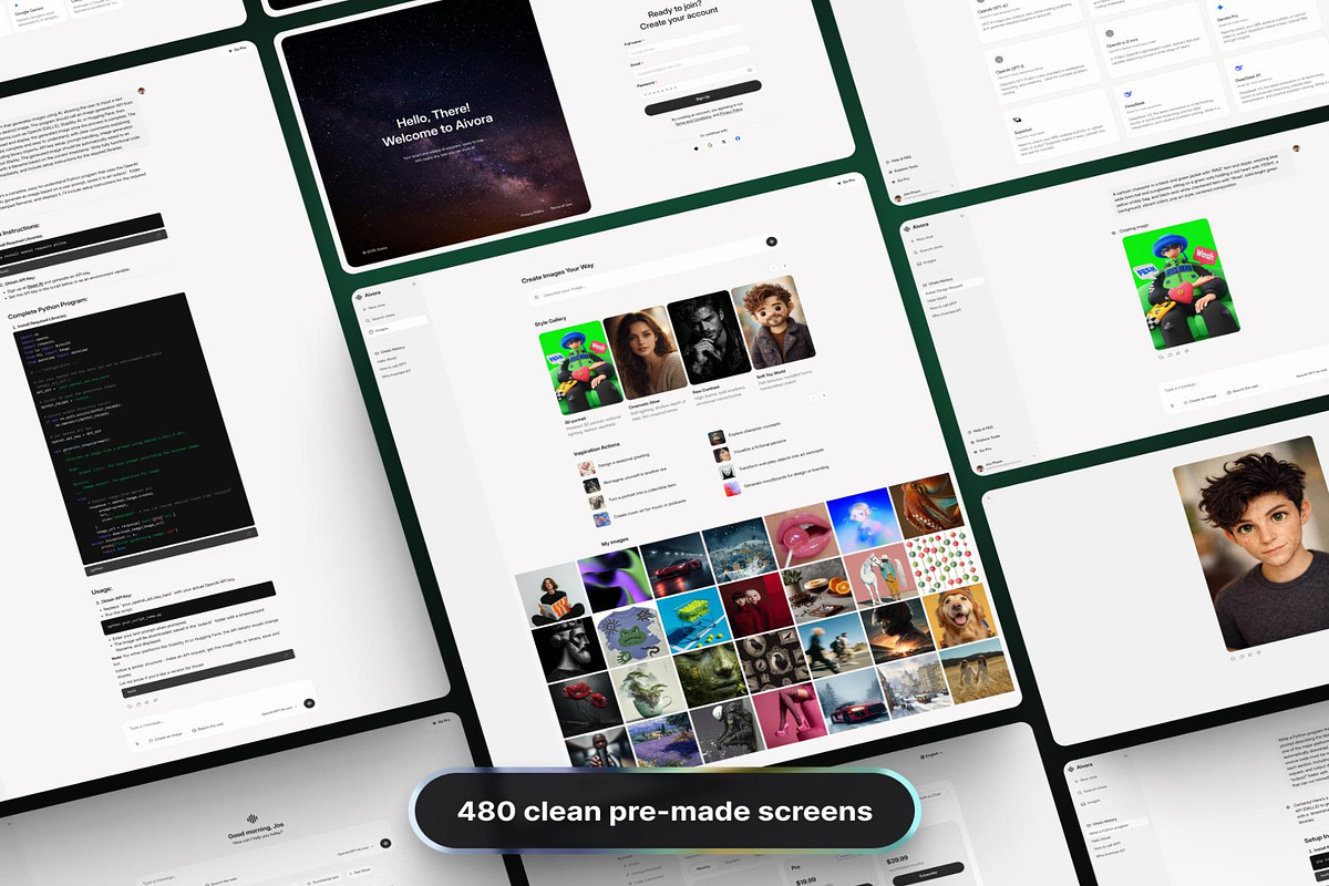 AIVORA: AI Assistant Web App UI KIT, an UI Kit Template by Creative Perspective (Photo 3 of 8)
