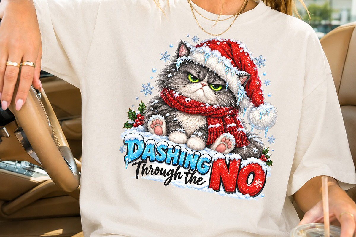 Dashing Through The NO Christmas Cat, a Seasonal Illustration by Rose Art (Photo 2 of 4)