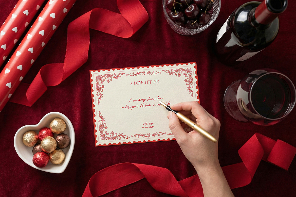Valentine's Day Card Mockup Bundle, a Product Mockup by Wildfield Studio (Photo 9 of 9)