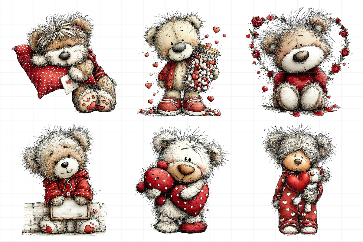 Valentine Teddy Bear Clipart, an Illustration by Daily.Designs (Photo 5 of 8)