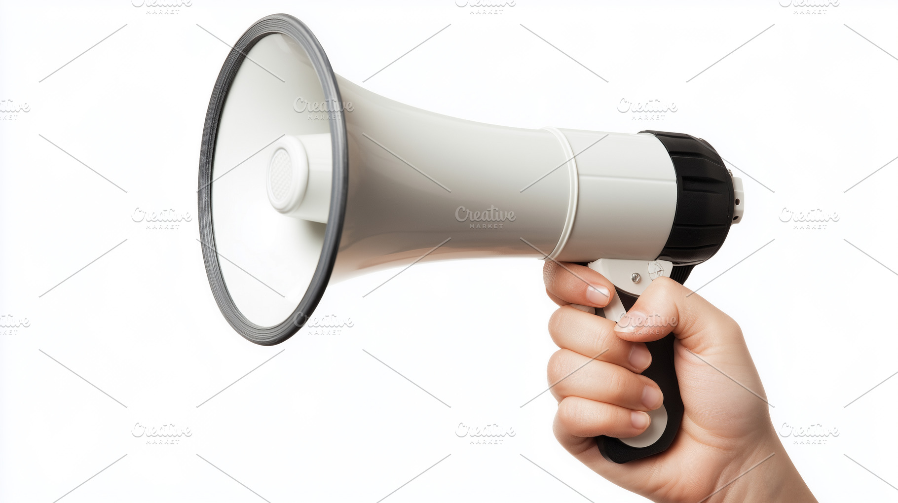 Hand holding megaphone on white, a Business Photo by MistyDay