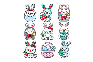 Kawaii easter bunnies carrying, an Animal Illustration by AlexZeL