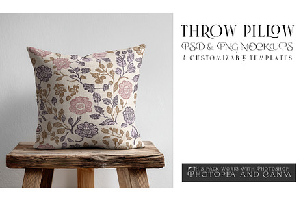 Throw Pillow PNG & PSD Mockups, a Product Mockup by mock-ups