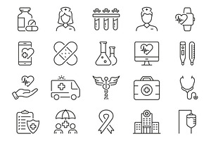 Medical Line Icon Set, an Object Illustration by Gentle Studio