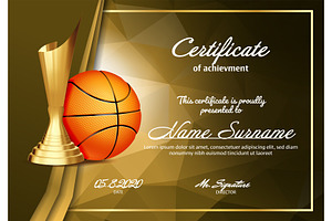 Basketball Certificate Diploma With