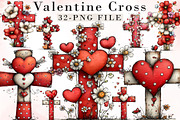 Whimsical Valentine Cross Clipart, an Illustration by Libby Wishes (Thumbnail 1 of 9)