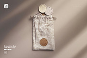 Drawstring Bag with Wax Seals Mockup, an Advertising Mockup by Custom Scene (Thumbnail 1 of 11)