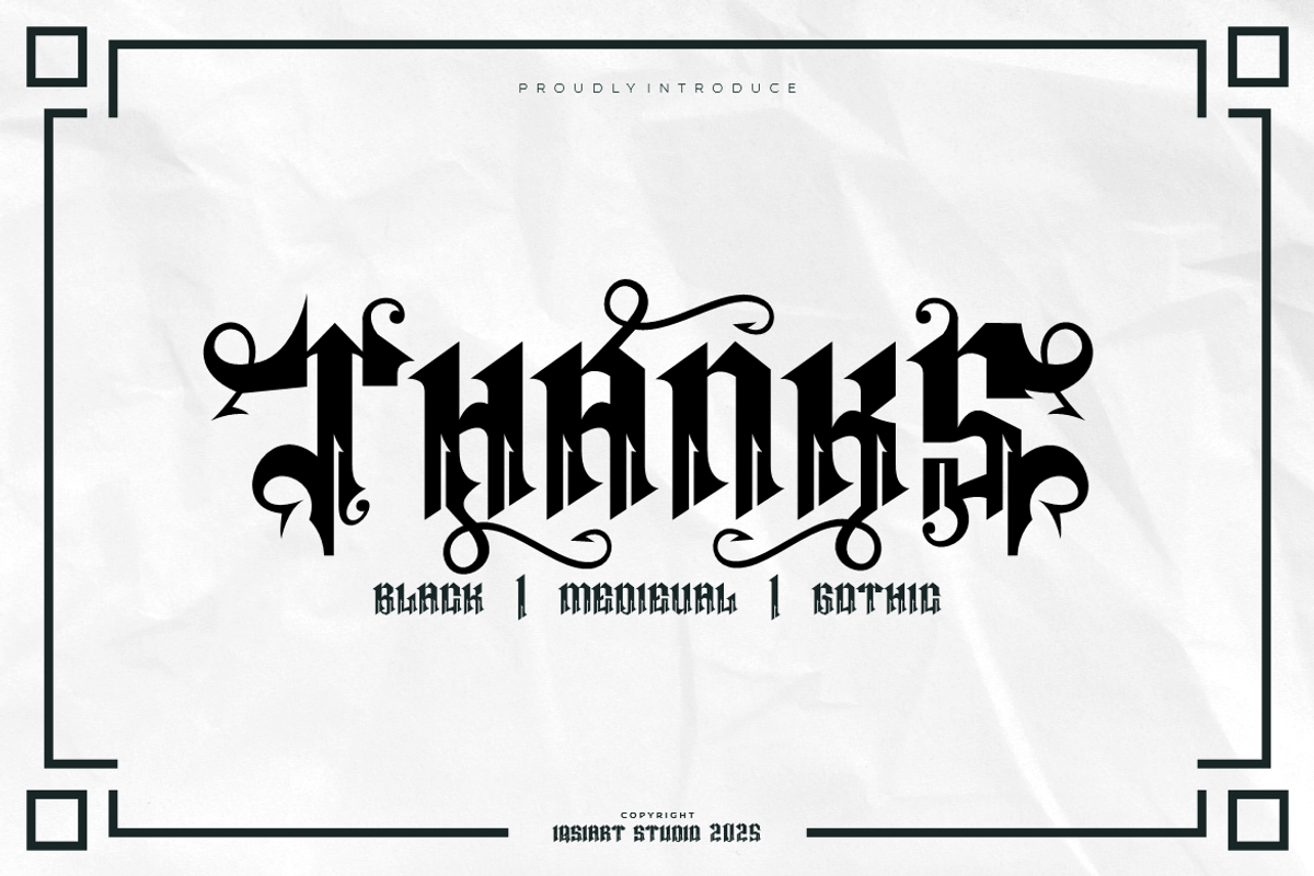 Megas Blemor - Tattoo Font, a Blackletter Font by Iqsiart Studio (Photo 10 of 10)