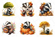 Watercolor Autumn Badger Clipart, an Illustration by DreamPrint404 (Thumbnail 2 of 6)
