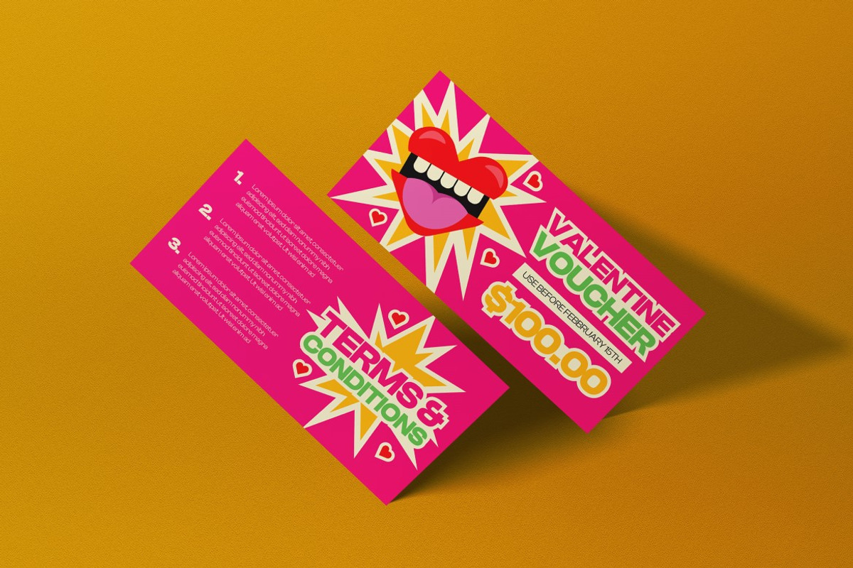 Pink Quirky Valentine Voucher, a Card Template by graphicook (Photo 3 of 3)