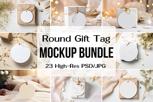 23 Gift Tag Mockup Bundle PSD/JPG