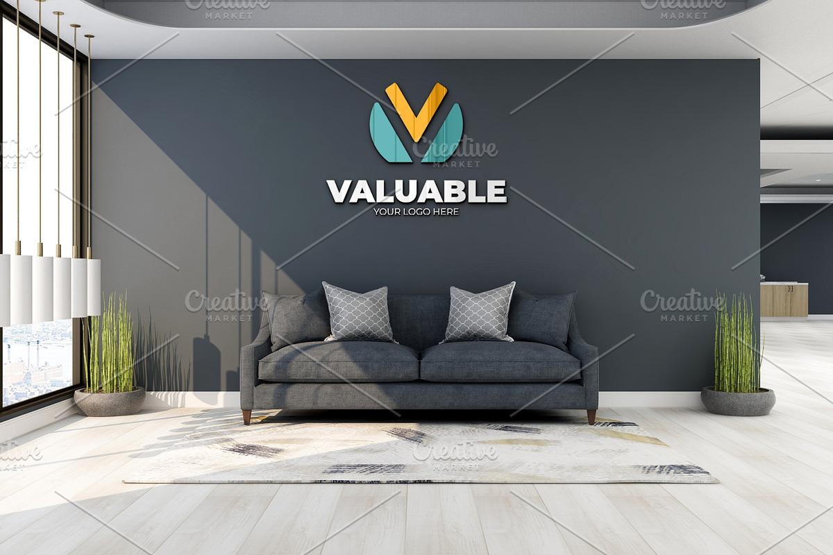 PSD Office Wall Logo Mockup, an Advertising Mockup by Ayy (Photo 3 of 23)