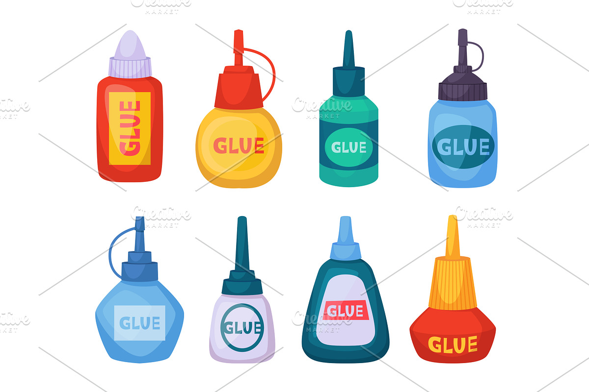 Glue bottles. Plastic containers for, an Object Illustration by Onyx