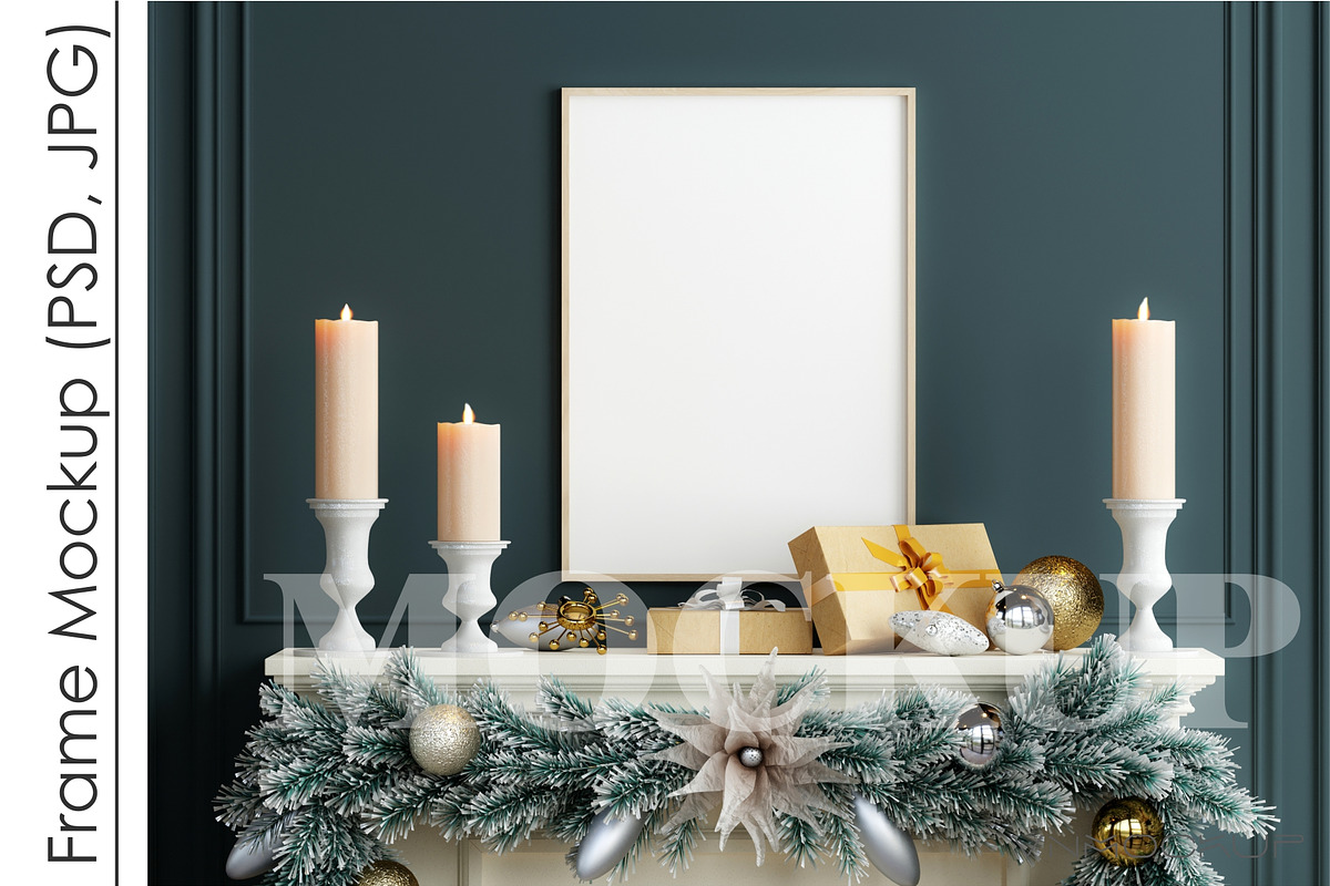 Christmas Frame Mockup PSD JPG, a Print Template by VNmockup (Photo 1 of 4)