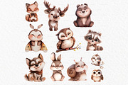Woodland animal watercolor clipart, an Animal Illustration by MyLittleMeow (Thumbnail 2 of 8)