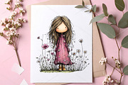 Whimsical Spring Girl Clipart Bundle, an Illustration by Canvas Craft (Thumbnail 6 of 7)