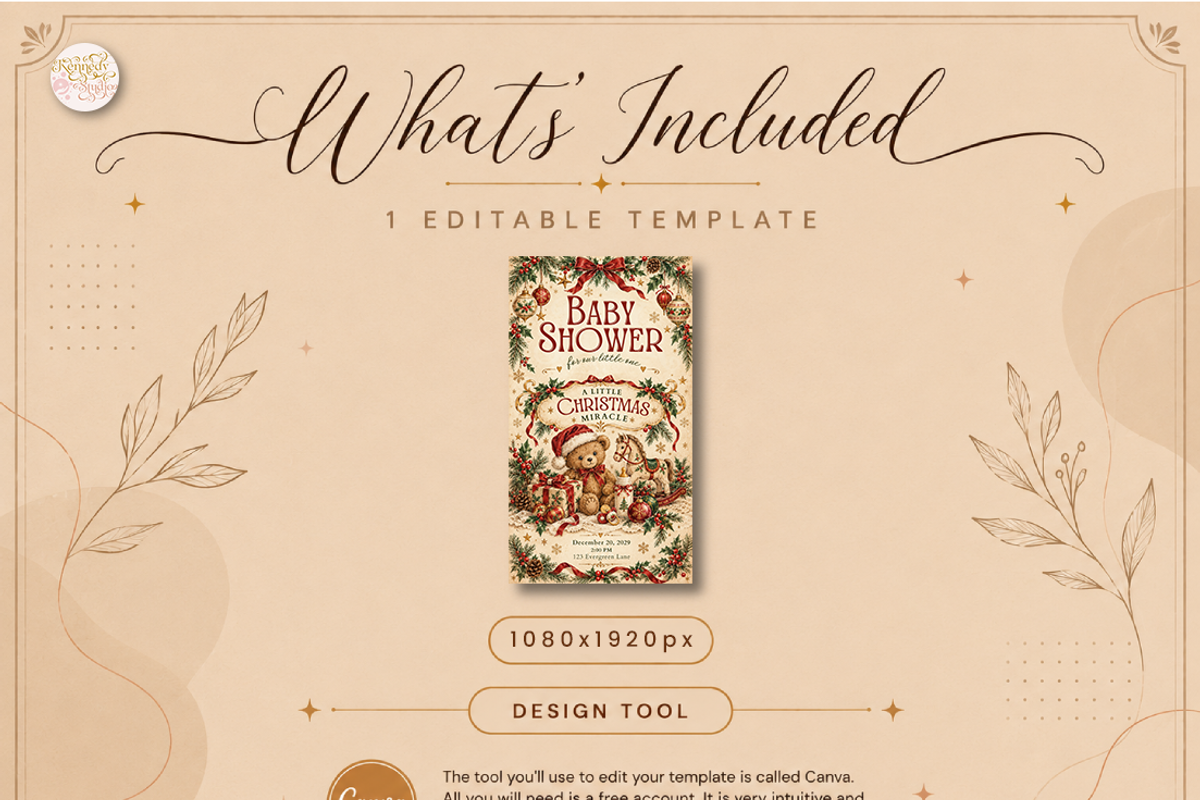 Christmas Baby Shower Canva Template, a Marketing Template by KennedyStudio (Photo 6 of 6)