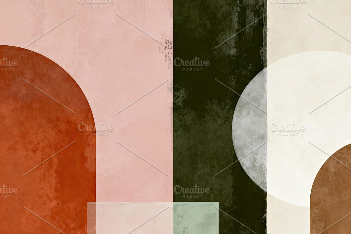 Modern Abstract Geometric Mural, a Decorative Illustration by Virgo Studio