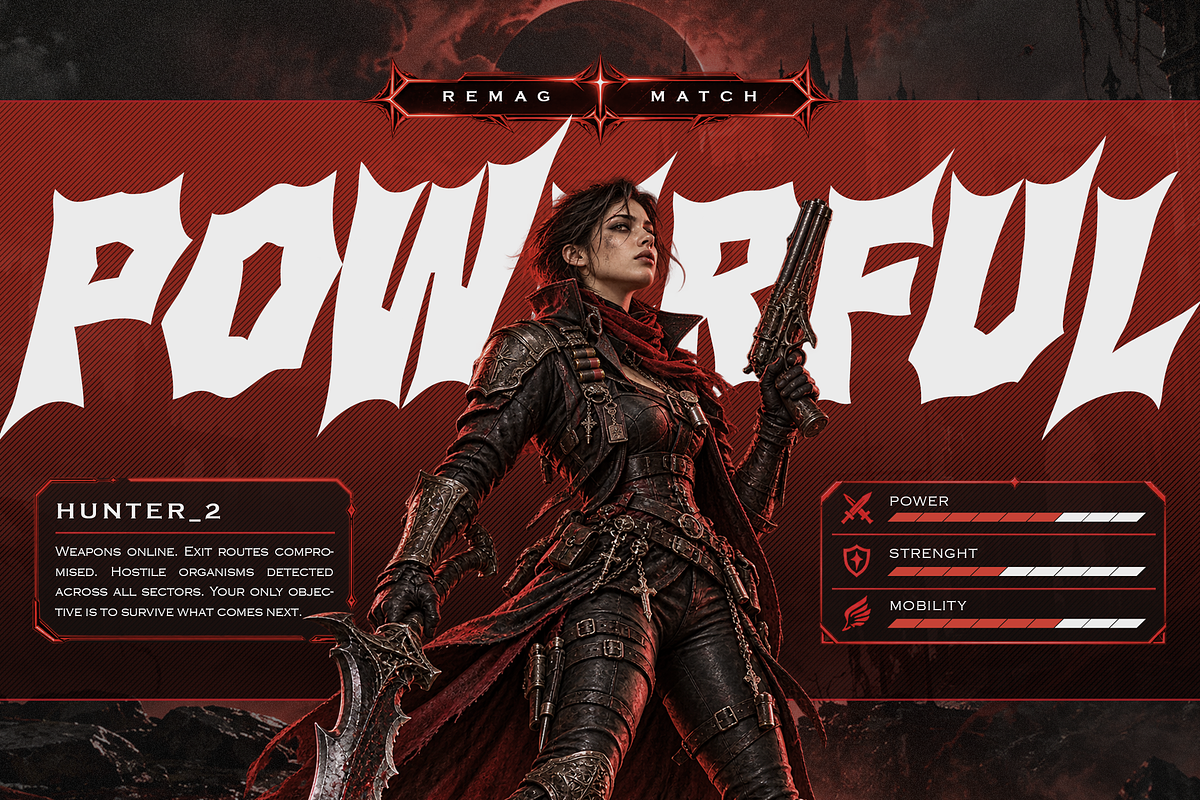 Bazhero - Action Horror Game Font, a Blackletter Font by Typia Nesia (Photo 3 of 9)