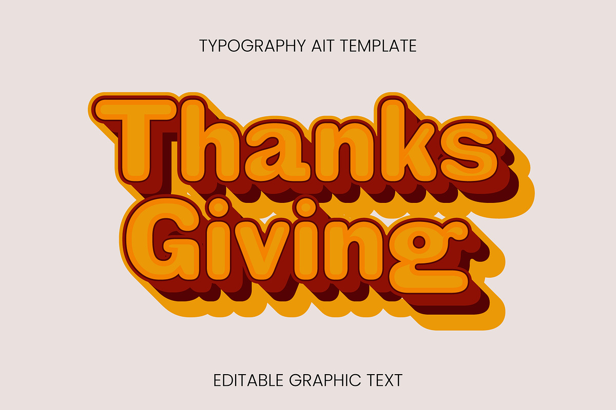 Retro Layered 3D Rounded Text Effect preview 3