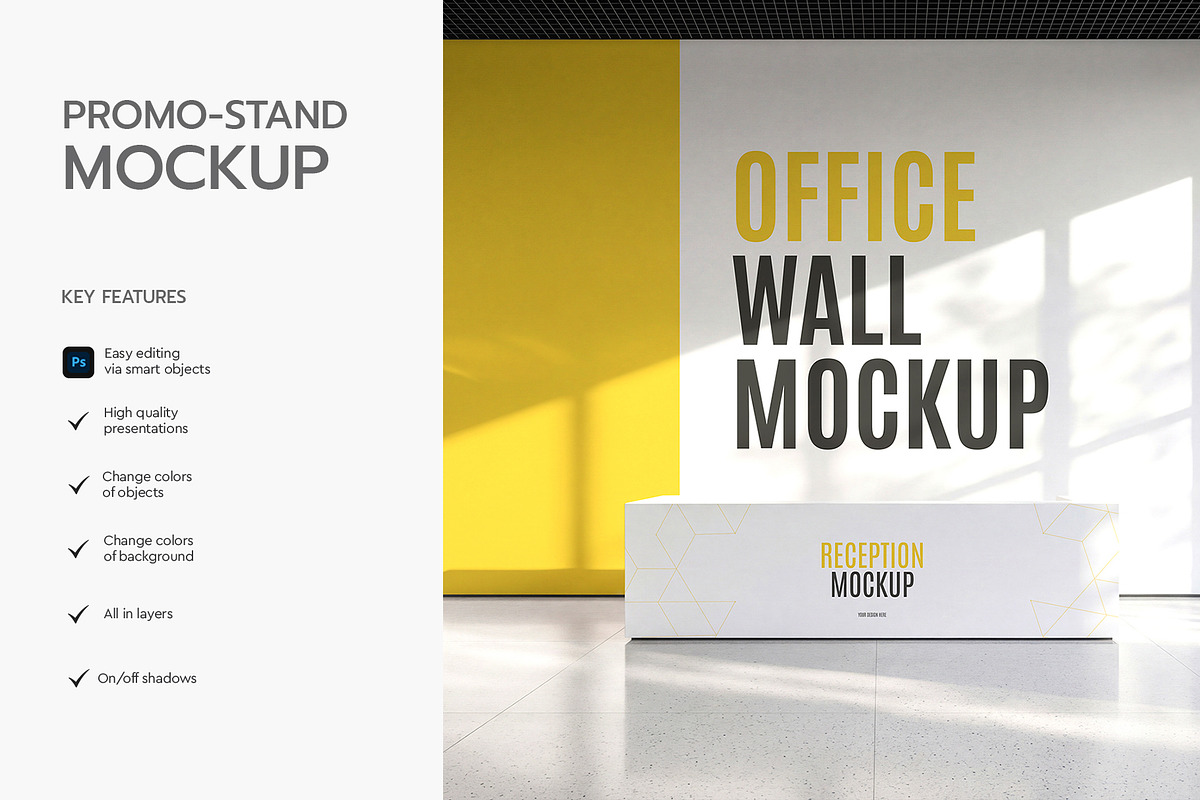 Modern Office Wall Mockup Template, an Advertising Mockup by graphypix (Photo 2 of 4)