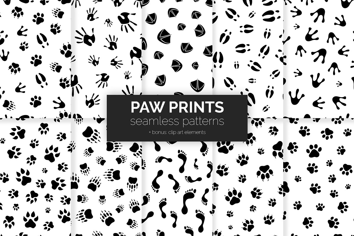 Paw Prints Seamless Patterns, a Pattern Graphic by 3Y_Design (Photo 1 of 7)