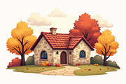 Dreamy Autumn Cottage Clipart Bundle, an Illustration by BIPLOB EXPERT (Thumbnail 2 of 13)