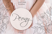 Peony procreate stamps, cliparts, a Brush Add-On by Veronika Gotovceva (Thumbnail 1 of 8)