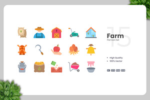 Farm Flat Icons, an Icon by Upnowgraphic