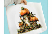Watercolor Pumpkin Houses Clipart, an Illustration by SVGArt (Thumbnail 3 of 9)