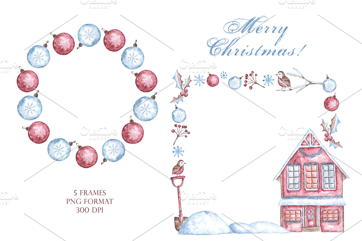 Christmas snowman watercolor clipart, a Seasonal Illustration by SabinaWatercolorArt (Photo 9 of 17)