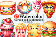 Watercolor Kawaii Food Clipart, a Seasonal Illustration by Rose Art (Thumbnail 1 of 3)