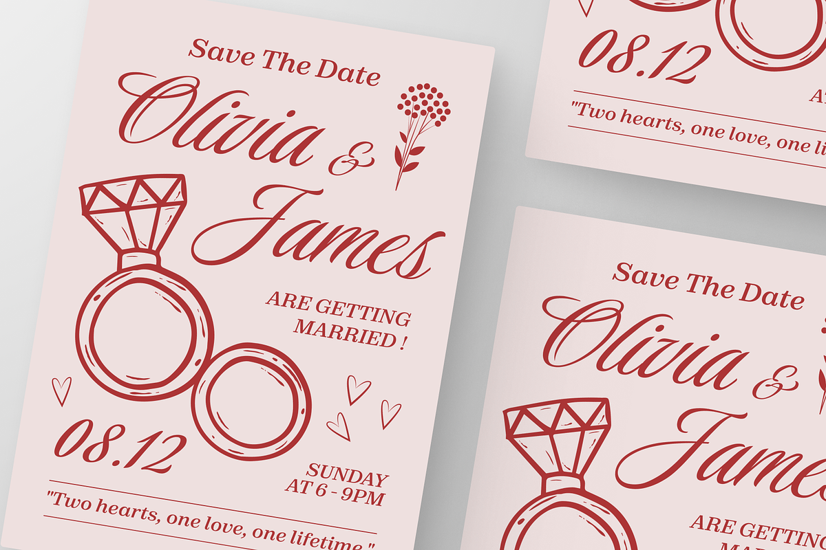 Red Minimalist Wedding Invitation, an Invitation Template by Annora Studio (Photo 6 of 6)