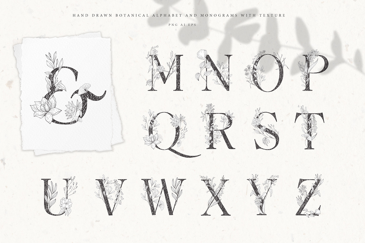 Botanical Alphabet & Monograms., a Decorative Illustration by Designwork (Photo 3 of 18)