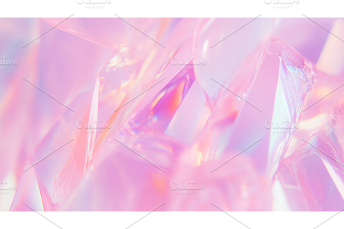 Iridescent pink crystal close up, an Illustration by Lermont51