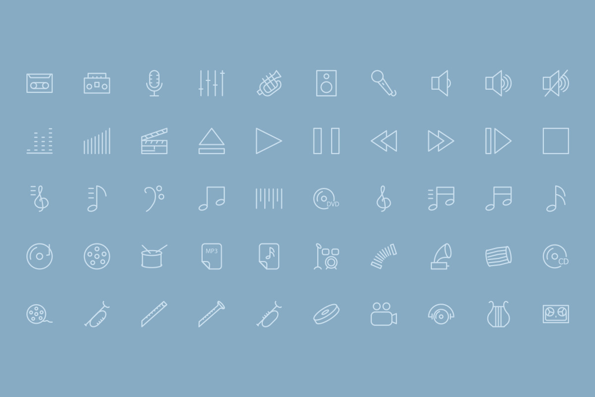 100 Music and Multimedia Icons preview 2