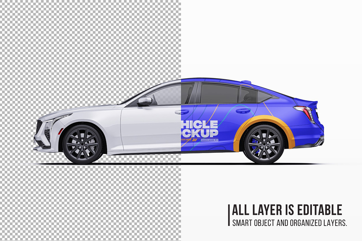 2025 Luxury Sport Sedan Set, an Advertising Mockup by Halal Graphic Studio (Photo 5 of 12)